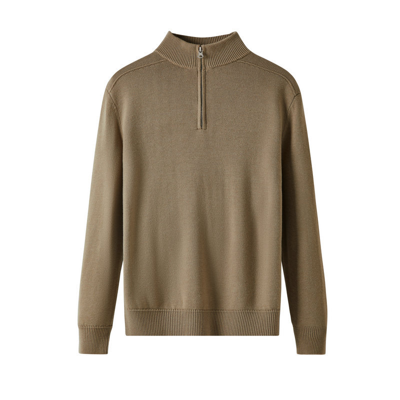 Men's Wool Stand-Up Collar Long-Sleeved Loose Casual Sweater